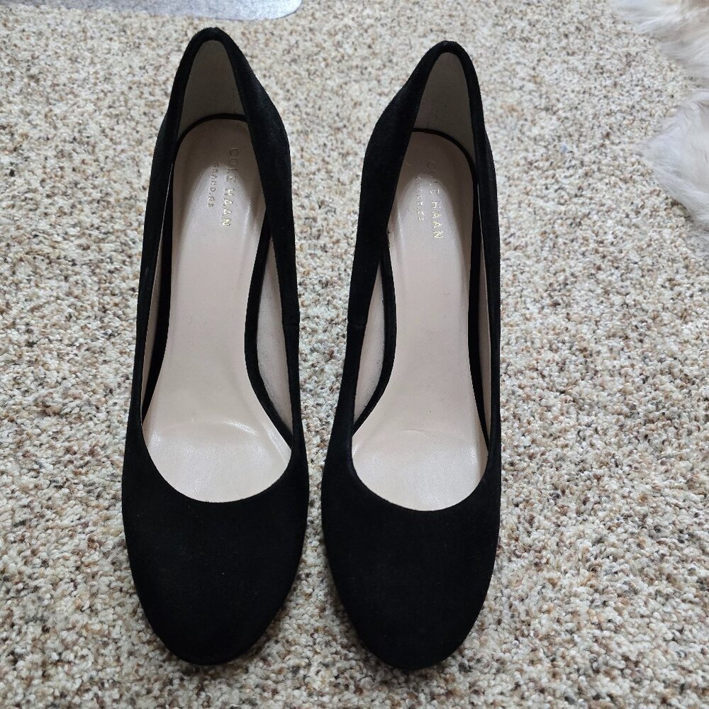 Cole Haan Black Suede Block Heels